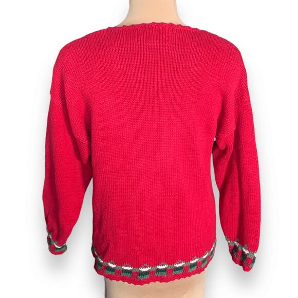 Vintage Tiara International Christmas Sweater XL Red Tree Teddy Bear Holiday - Picture 7 of 13